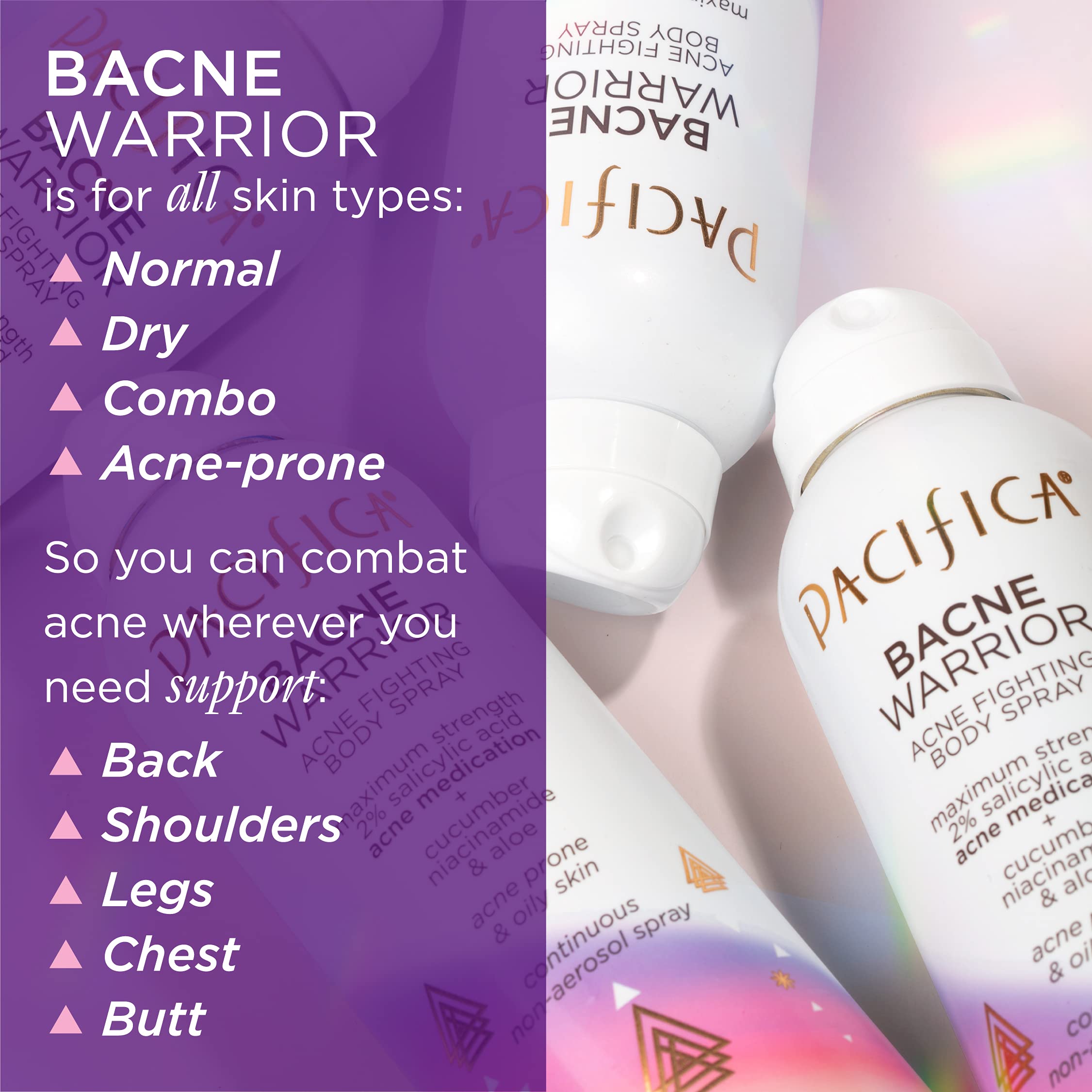Pacifica Bacne Warrior Aloe-Cucumber soothing formula for sensitive skin.