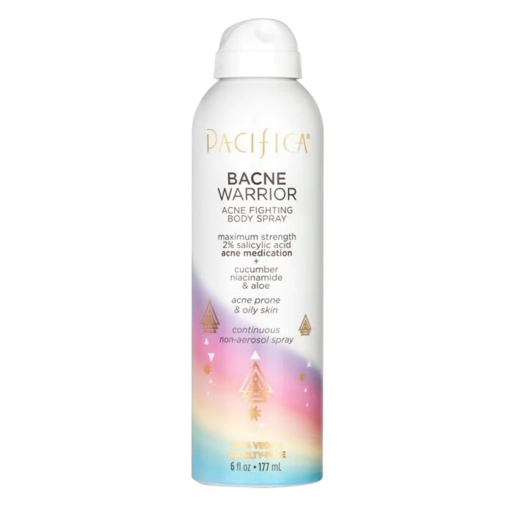 Pacifica Bacne Warrior bottle front view for back and chest acne support.