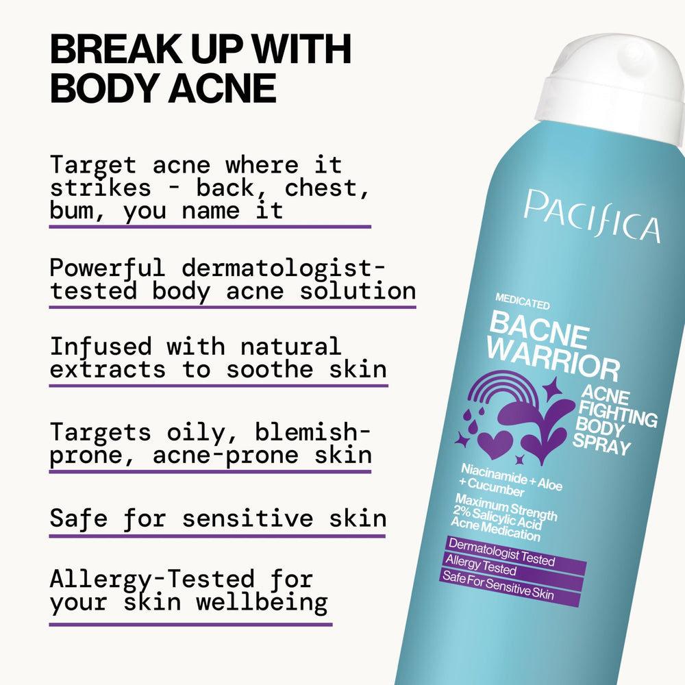 Pacifica Bacne Warrior Niacinamide for even-toned appearance.