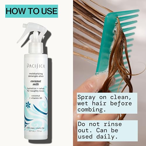 Pacifica Coconut Milk Detangler ingredients label emphasizes coconut milk and pro-vitamin B5