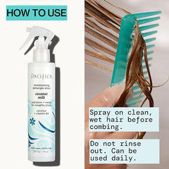 Pacifica Coconut Milk Detangler ingredients label emphasizes coconut milk and pro-vitamin B5