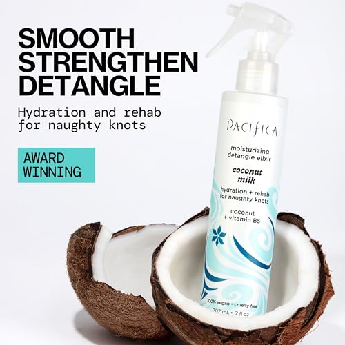 Pacifica Coconut Milk Detangler nozzle demonstrates precise spray for quick, even application