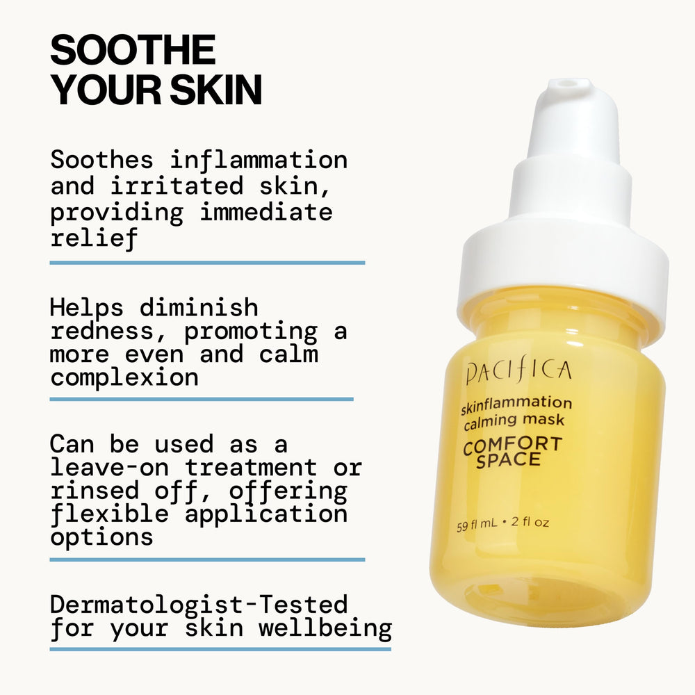 Pacifica Comfort Space mask spa-like aroma with turmeric and pea flower.