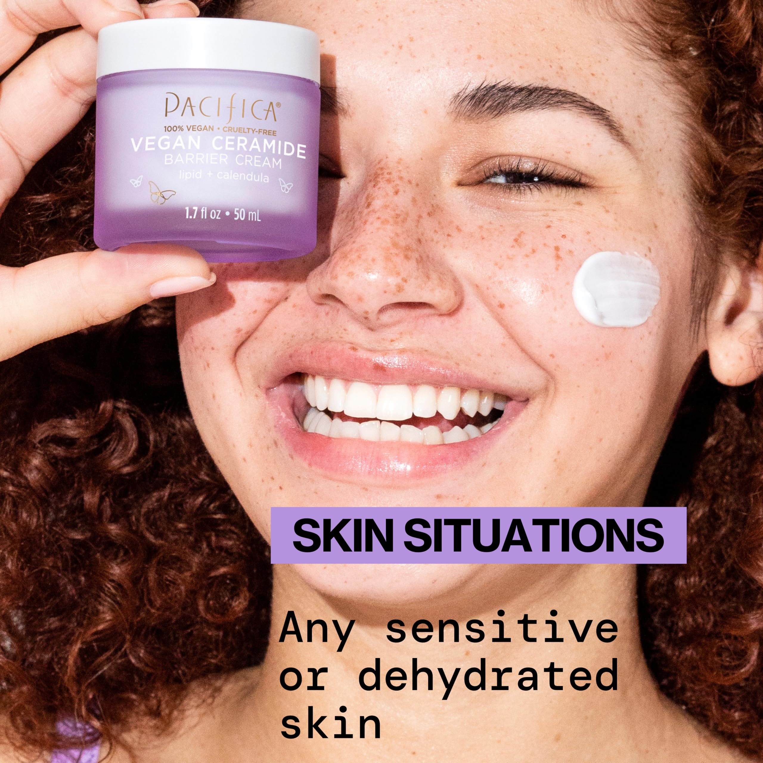Pacifica face cream hypoallergenic formula on a skin sample.