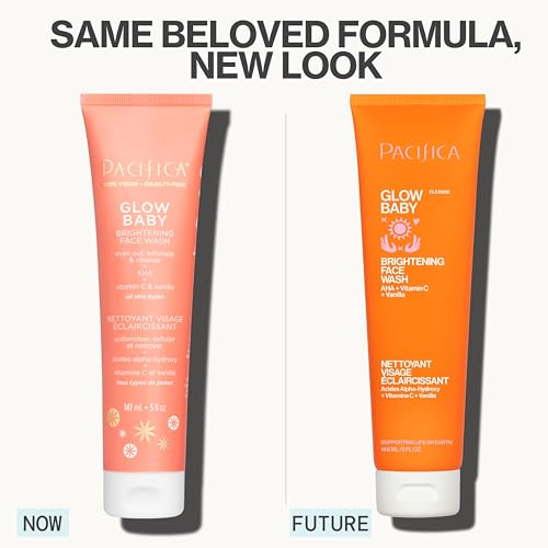 Pacifica Glow Baby cleanser pour demonstrates easy, even-toned cleansing.