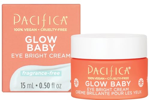 Pacifica Glow Baby Eye Cream tube closeup—fragrance-free hydration for delicate under-eye skin.