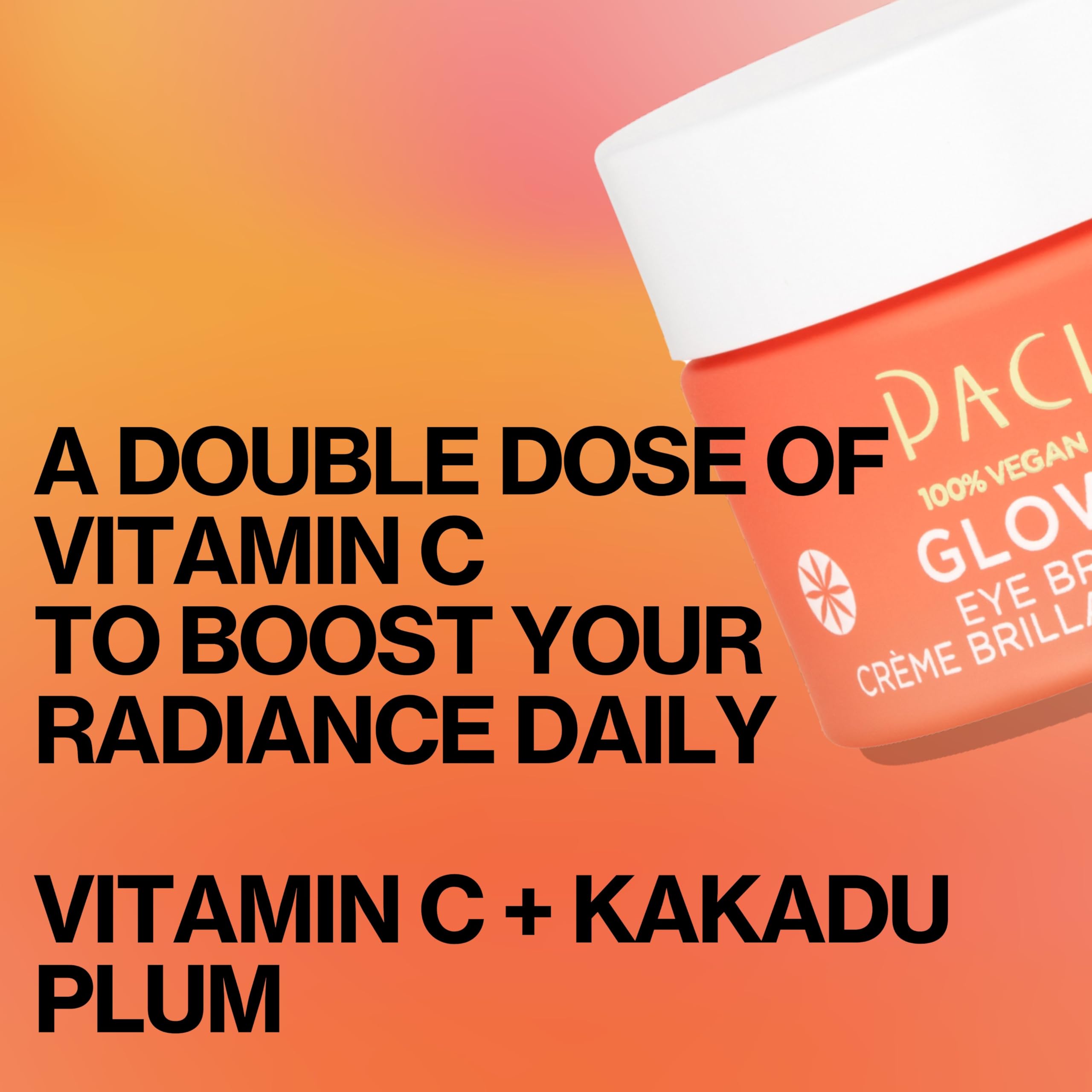 Pacifica Glow Baby Eye Cream vitamin C ingredient closeup—antioxidant glow for even under-eye tone.