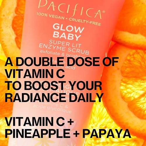 Pacifica Glow Baby Scrub enzyme ingredients highlight fruity enzymes for gentle complexion renewal