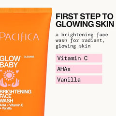 Pacifica Glow Baby Vitamin C and AHA ingredients support brightness.