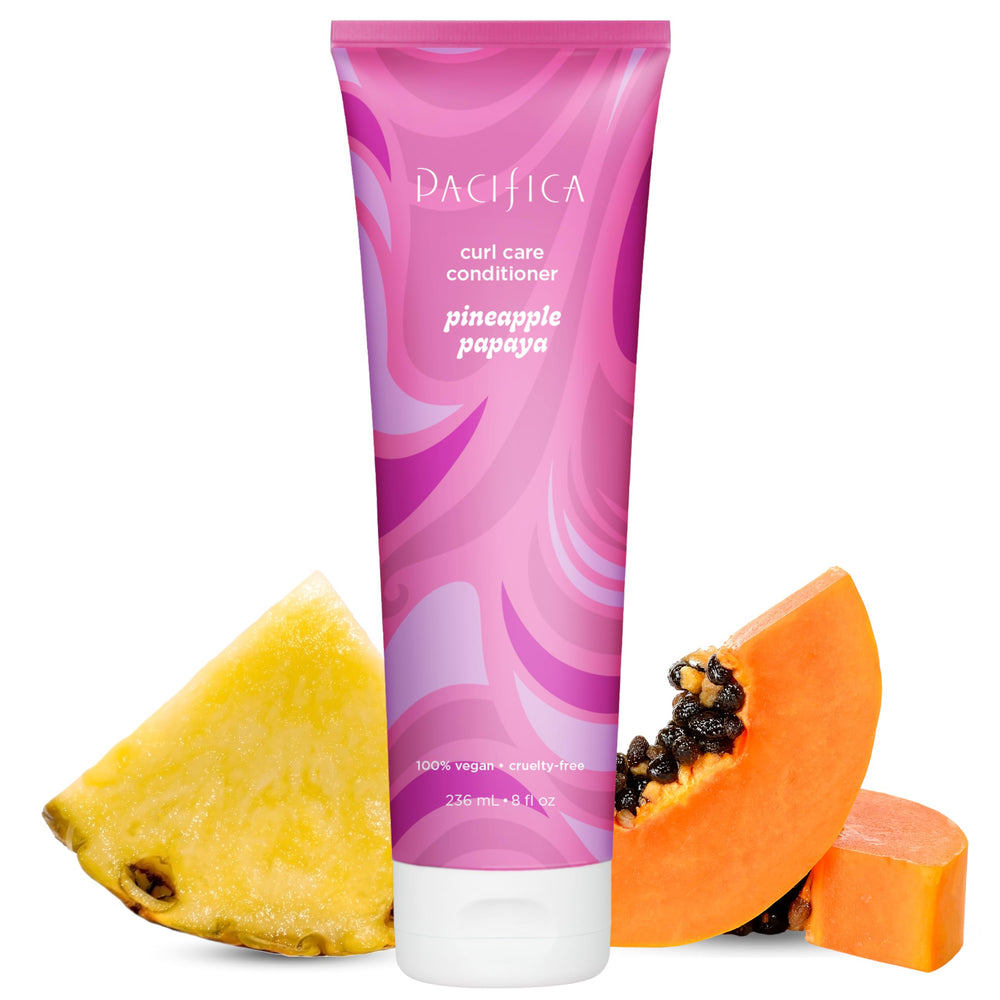 Pacifica Pineapple Papaya Curl Care Conditioner bottle offers daily hydration for curls