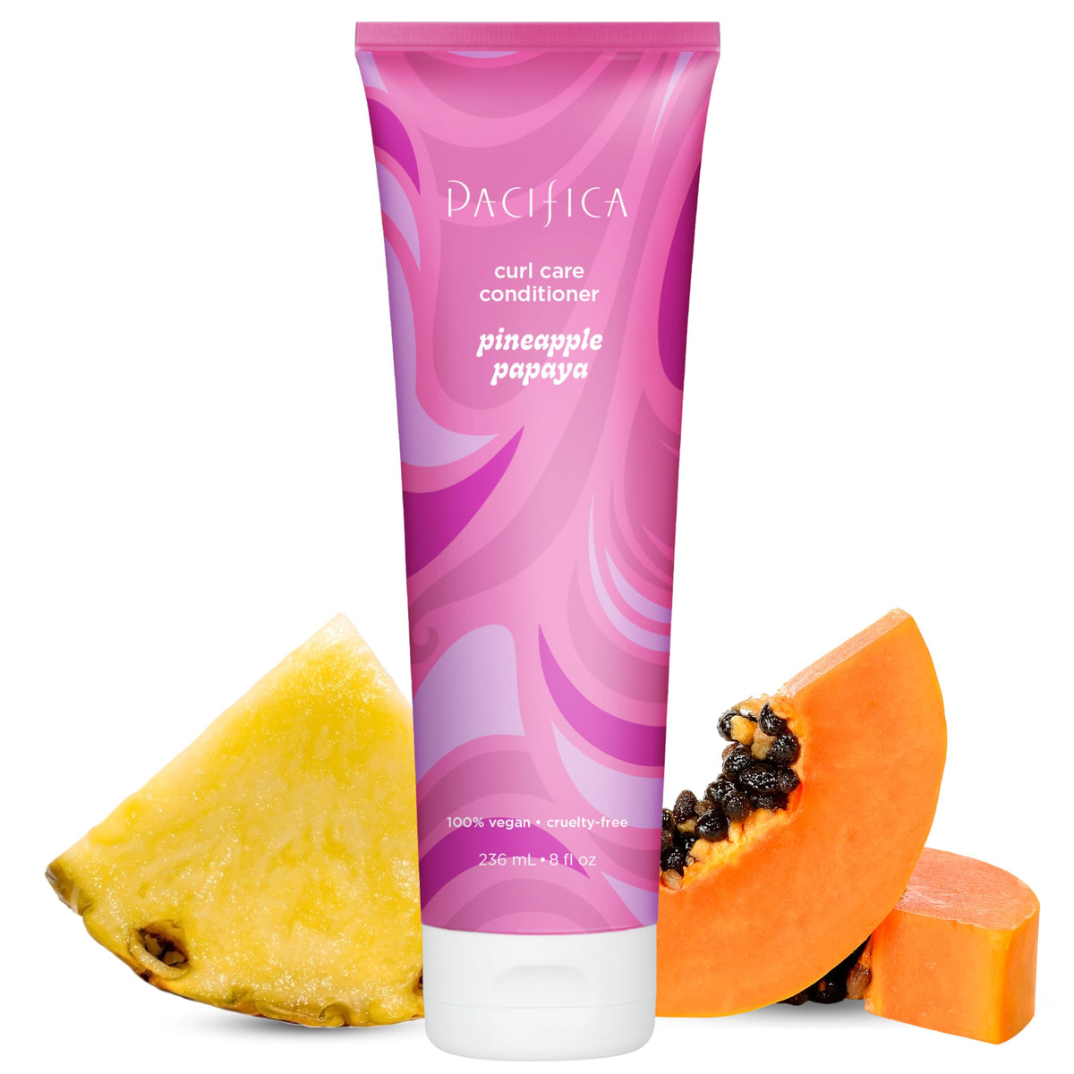 Pacifica Pineapple Papaya Curl Care Conditioner bottle offers daily hydration for curls