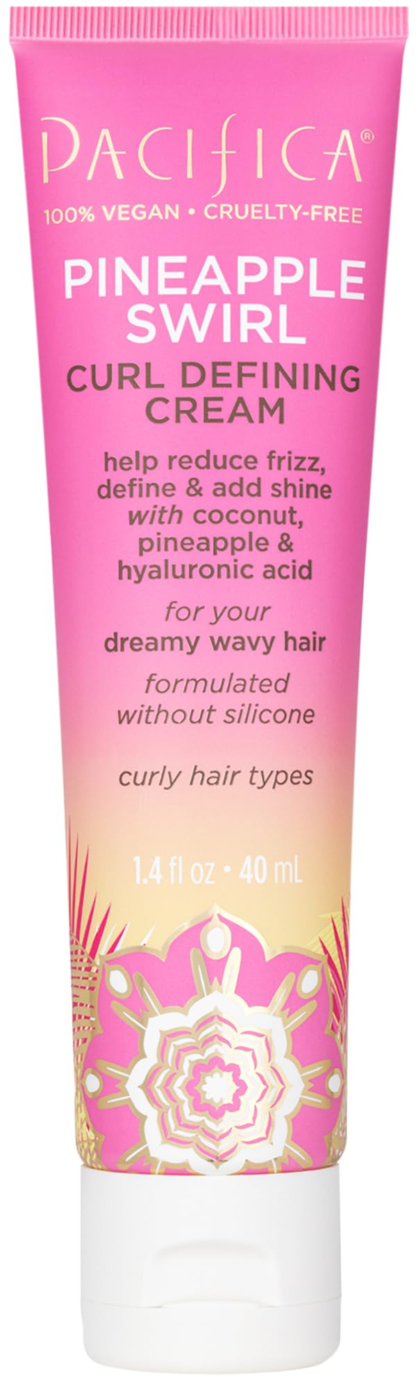Pacifica Pineapple Swirl Curl Defining Cream bottle for defined, bouncy curls without heaviness.