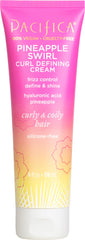 Pacifica Pineapple Swirl Curl Cream bottle highlighting frizz control for daily waves.