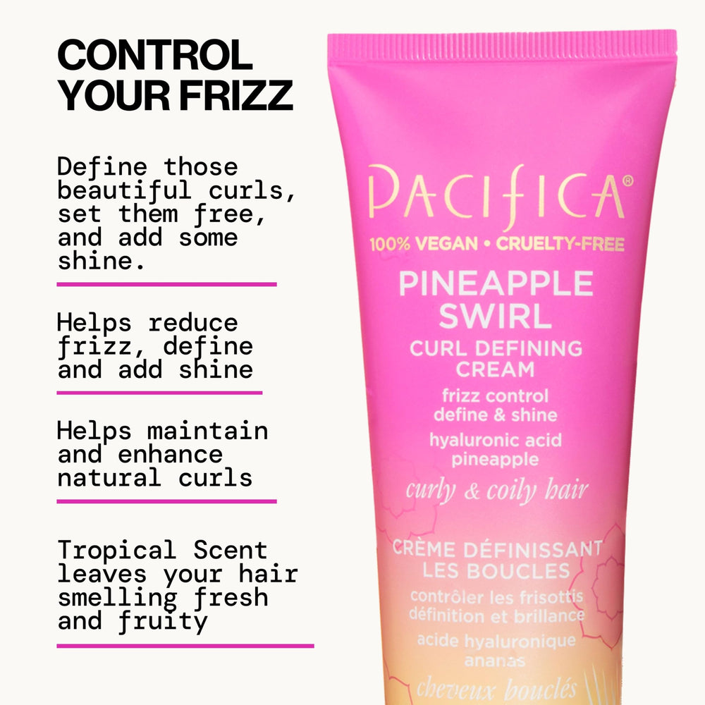 Frizz-control action visible with smooth, hydrated coils using Pineapple Swirl Curl Cream.