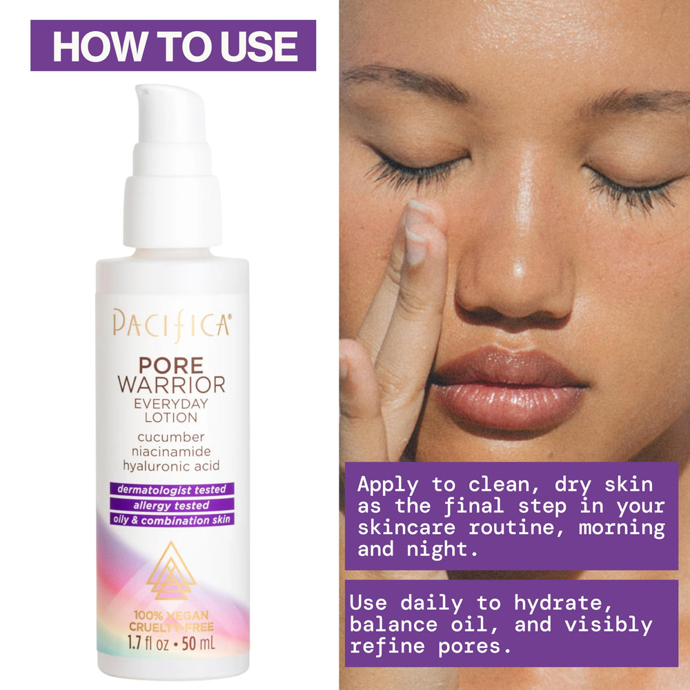Pacifica Pore Warrior demonstration of oil balance and shine reduction