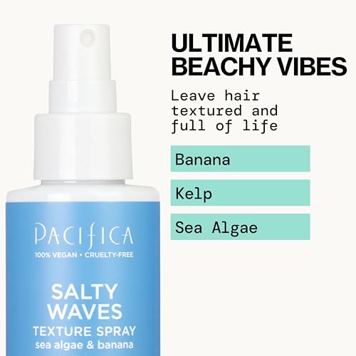 Pacifica Salty Waves light hold finish on styled hair without stiffness.