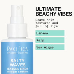 Pacifica Salty Waves light hold finish on styled hair without stiffness.