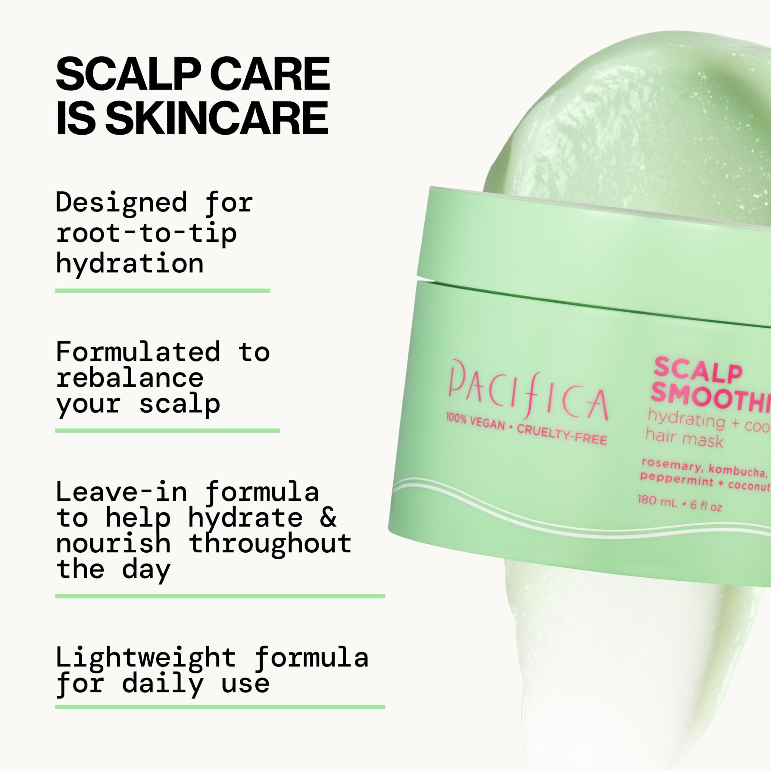 Pacifica Scalp Smoothie coconut and argan oils deliver hydration from roots.
