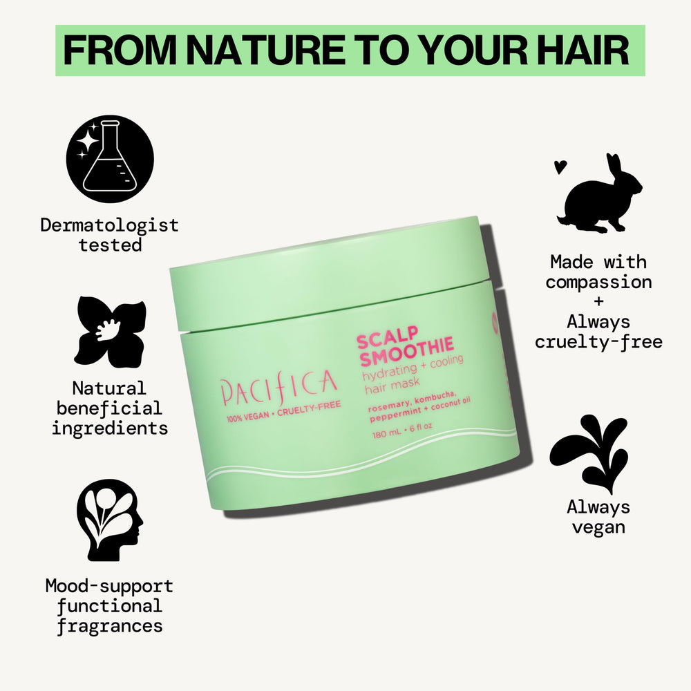Pacifica Scalp Smoothie Pro-Vitamin B5 provides deep moisture for strands.
