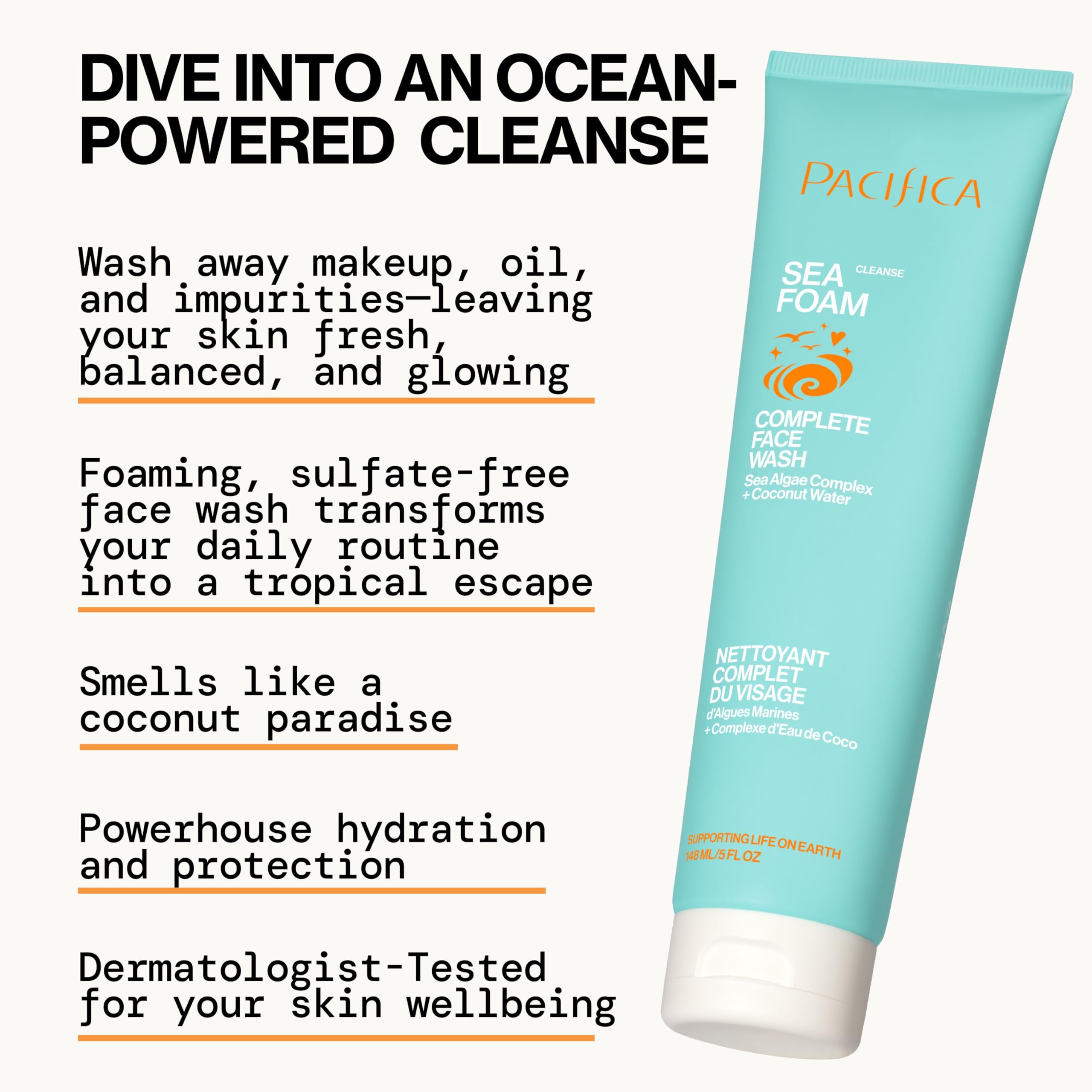 Pacifica Sea Foam fresh coconut scent close-up.