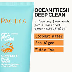 Pacifica Sea Foam removes makeup and oil.