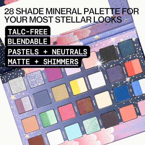 Pacifica Stellar Gaze palette swatches reveal rich pigments with a mineral formula and Vitamin E.