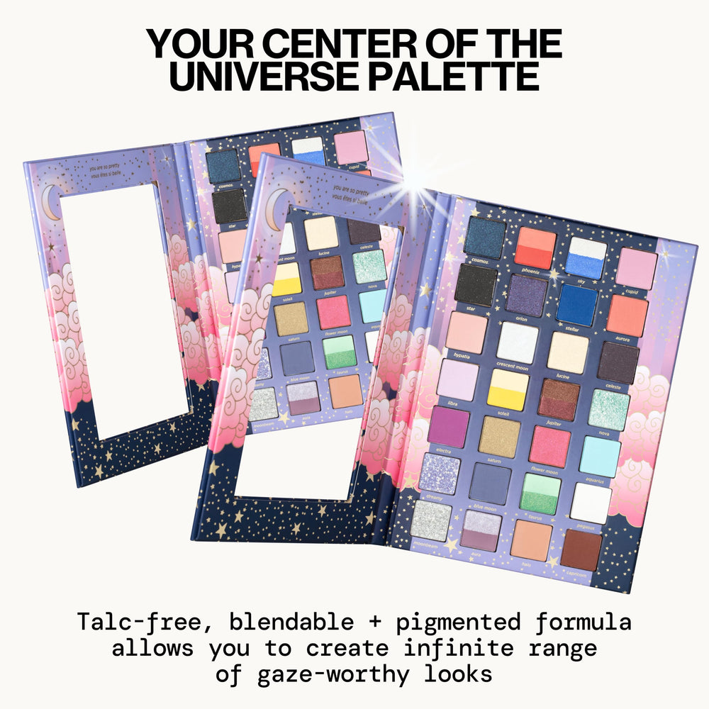 Pacifica Stellar Gaze palette line highlighting Vitamin E and skin-friendly base.