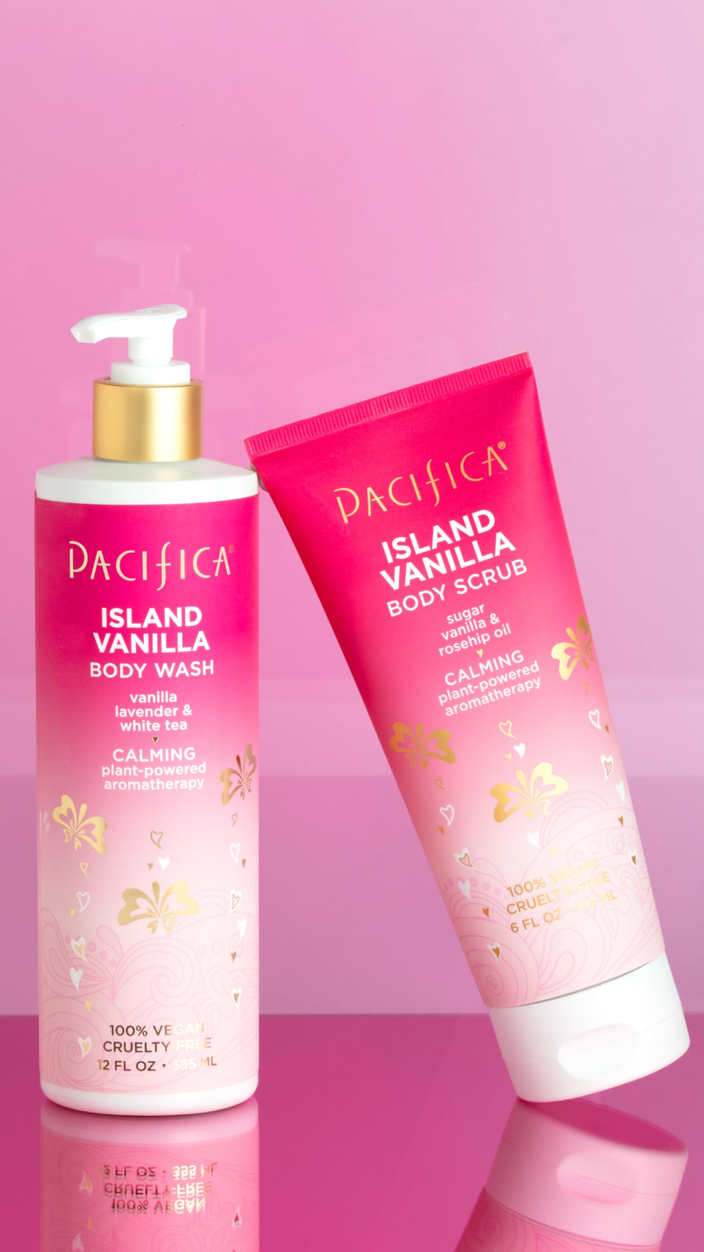 Pacifica Sugar Island Vanilla packaging highlights 65% PCR plastic.