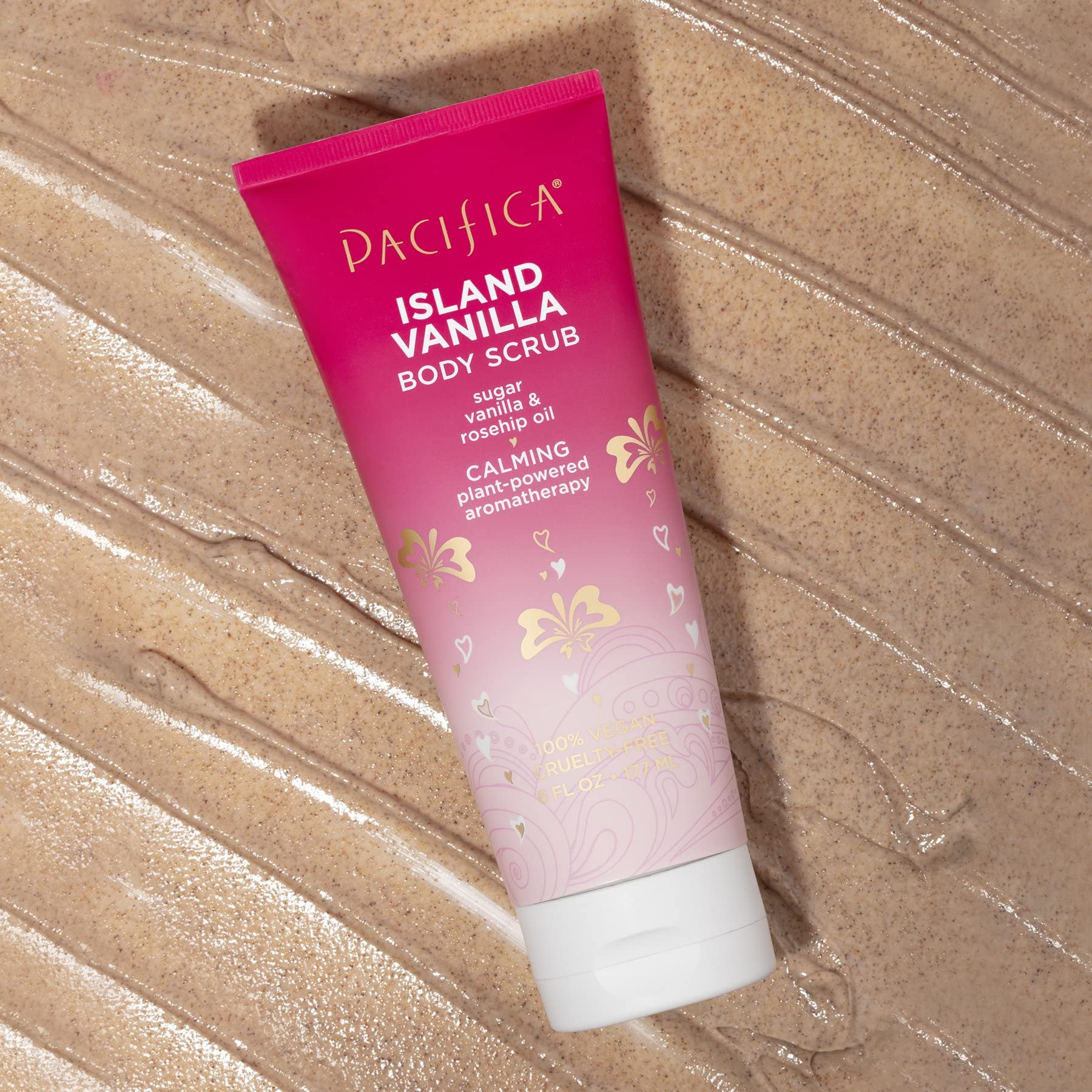 Pacifica Sugar Island Vanilla fragrance swirls within a foamy lather.