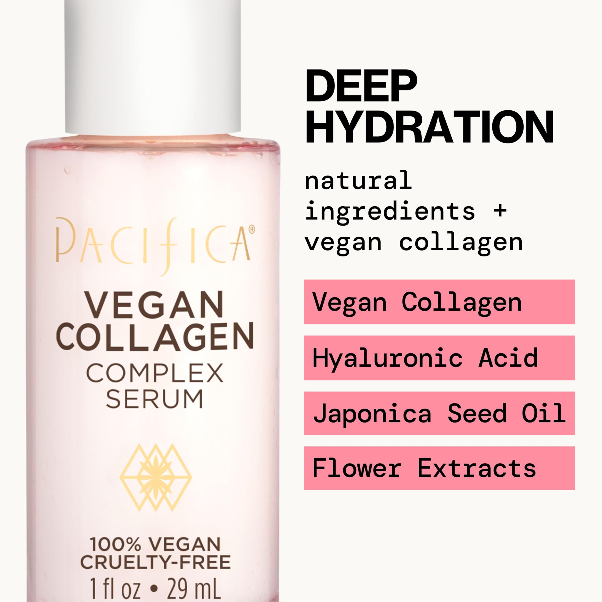 Pacifica vegan collagen complex serum floral extracts boosting antioxidant support