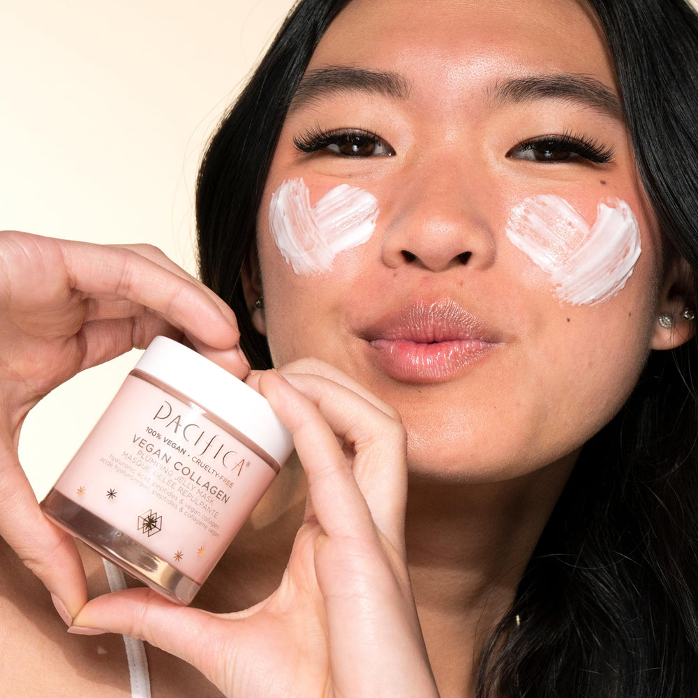 Pacifica jelly mask bottle close-up highlighting clean, vegan packaging.
