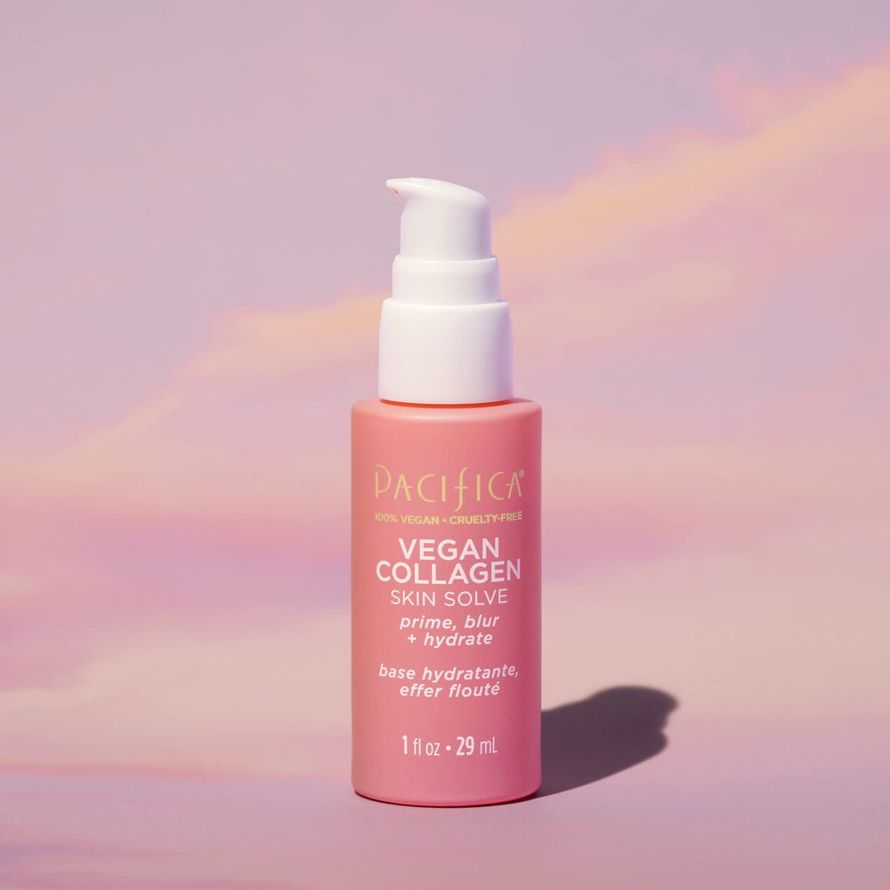 Pacifica Vegan Collagen Skin Solve Primer on hand demonstrates lightweight hydration.