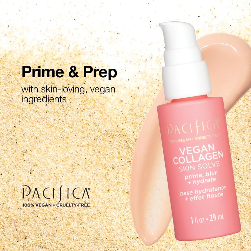 Pacifica Vegan Collagen Skin Solve Primer on skin shows smooth, even finish.