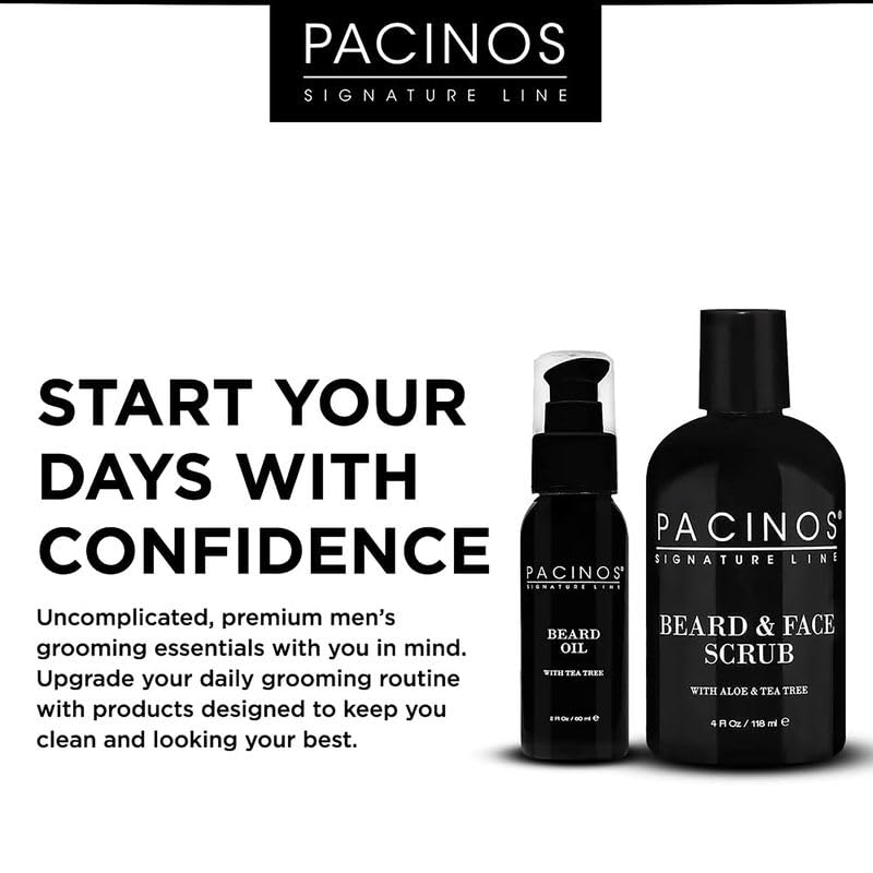 Pacinos beard oil product scene suggesting itchy-skin relief after use