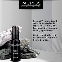 Pacinos beard oil soft-beard closeup highlighting smooth texture and shine