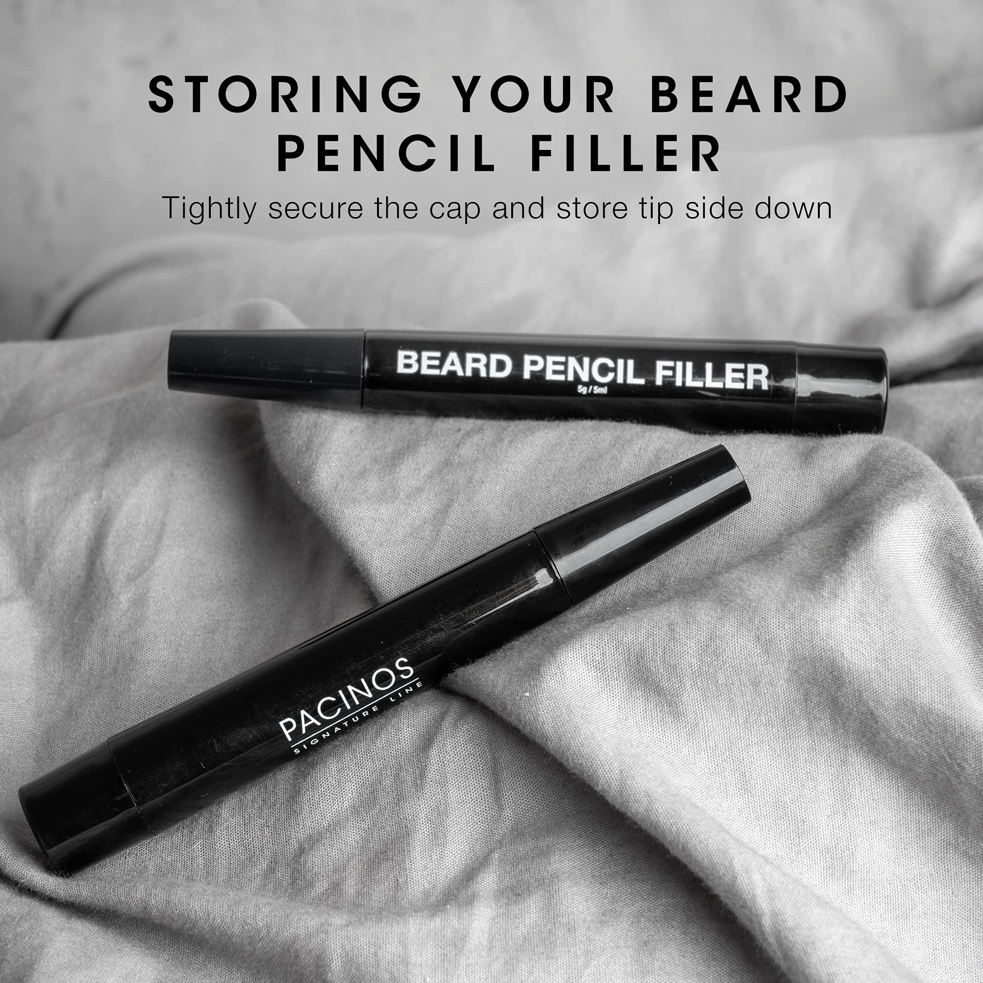 Pacinos Beard Pencil Filler close-up contour lines showing precise shading.