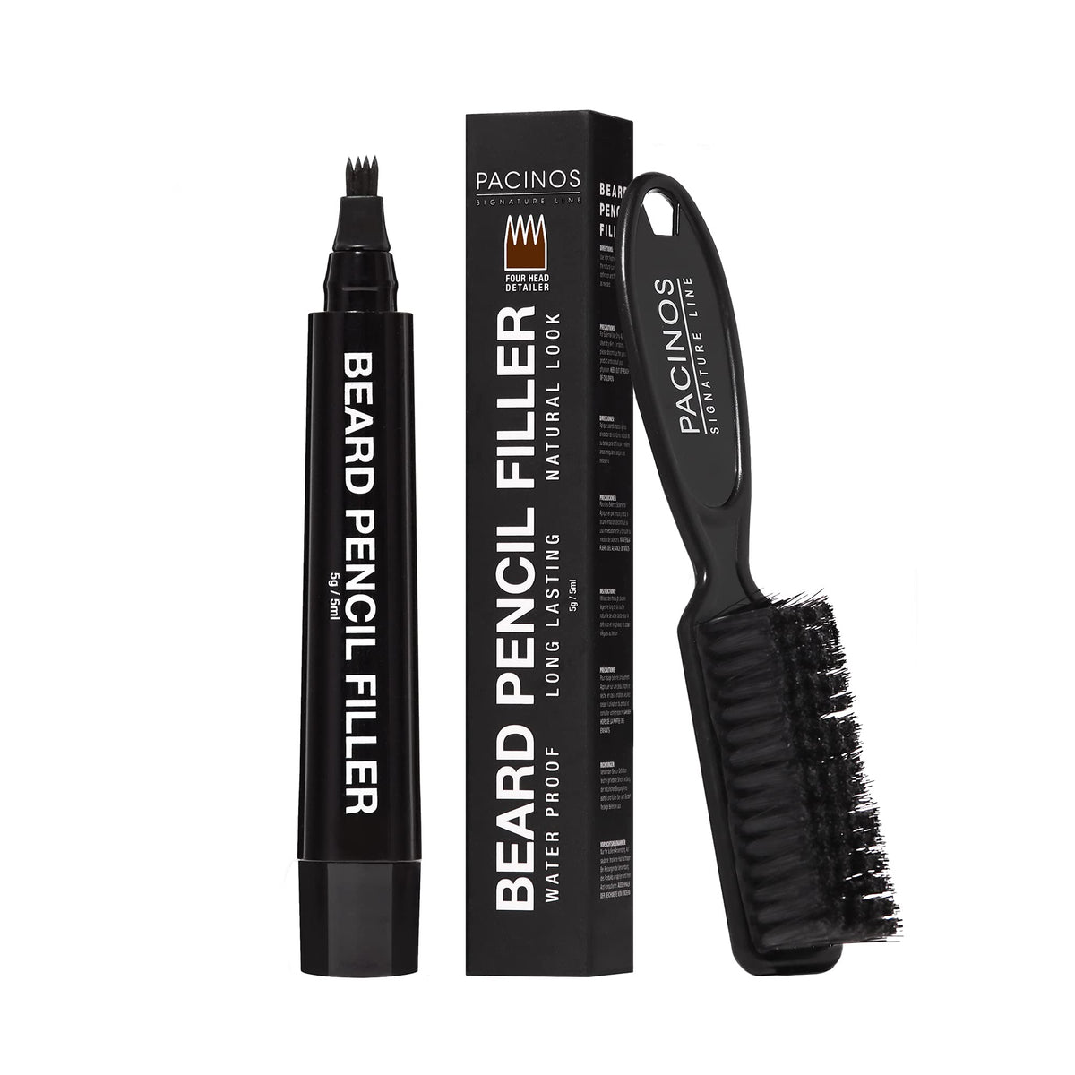 Pacinos Beard Pencil Filler four-fork-tip application for seamless contour.