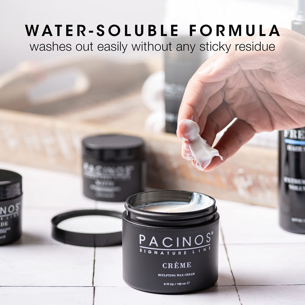 Pacinos Creme Wax Cream close-up shows creamy texture and moisture boost