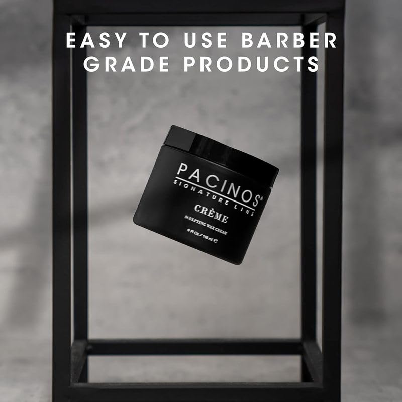 Pacinos Creme hair-types image emphasizes suitability for straight, curly, and wavy hair.