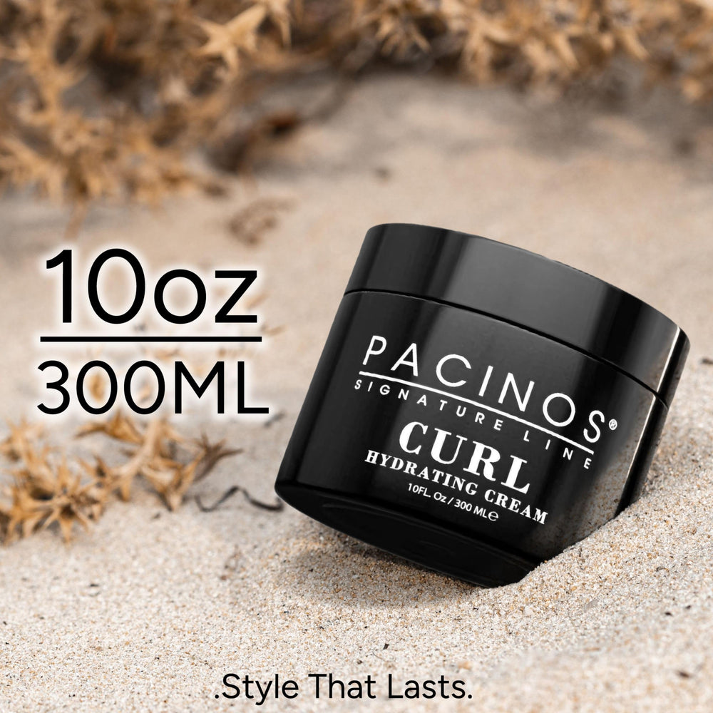 Pacinos Curl Hydrating Cream 10oz packaging highlights generous salon-quality quantity.