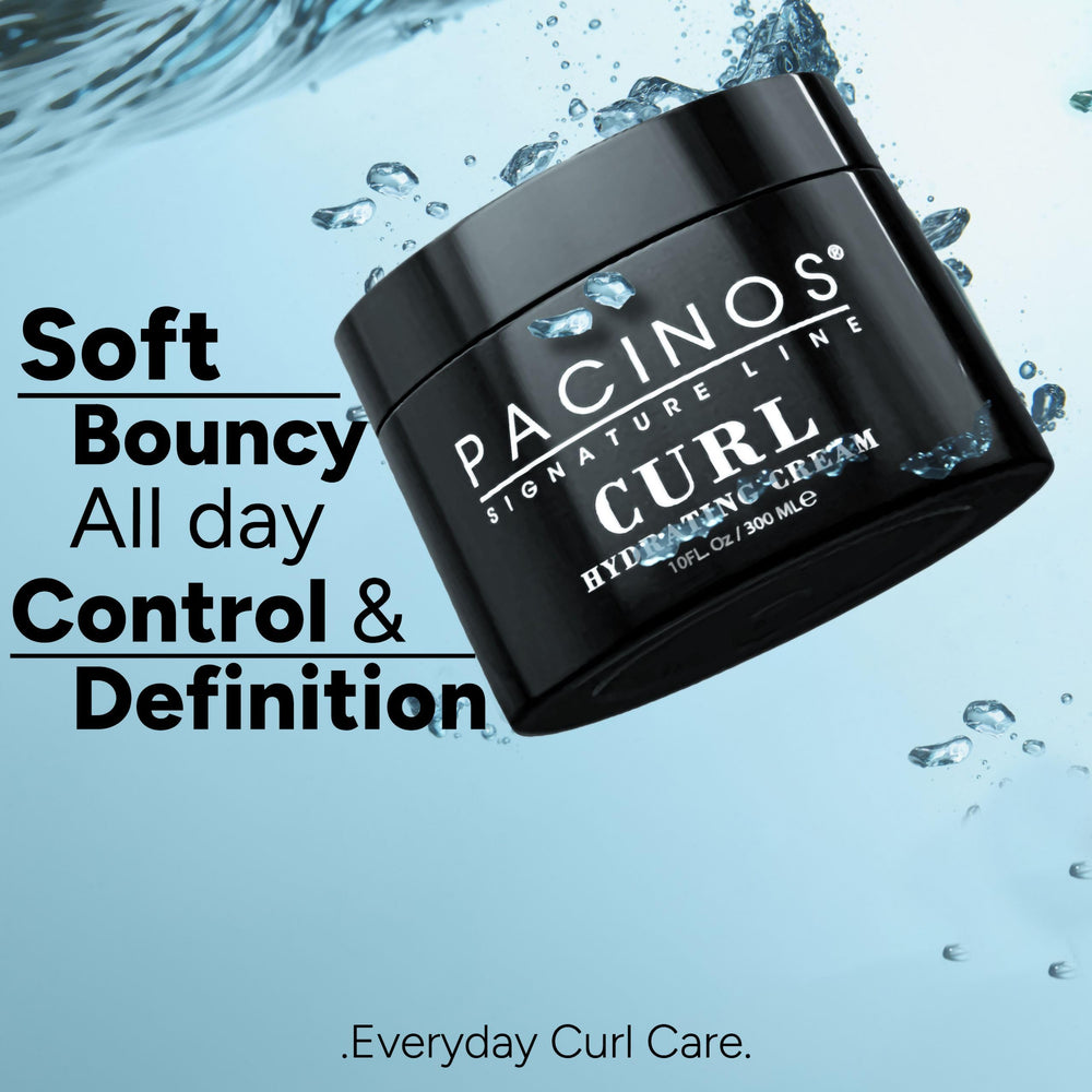 Pacinos Curl Hydrating Cream damp-hair-use demonstrates easy daily styling routine.