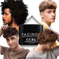 Pacinos Curl Hydrating Cream hair application demonstrates easy root-to-tip distribution.