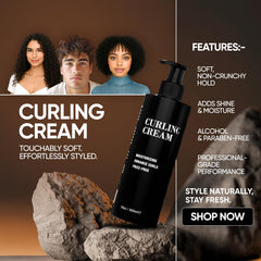 Pacinos Curling Cream applied to hair for smooth frizz tame waves