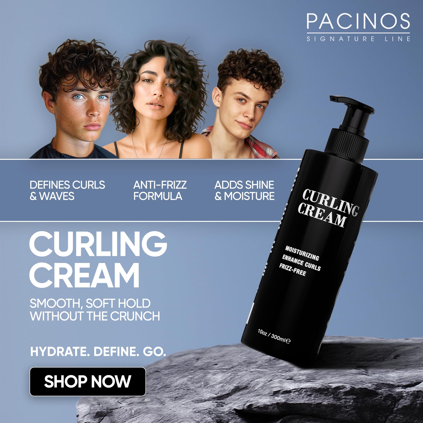 Pacinos Curling Cream jar closeup highlights moisturizing base for curls