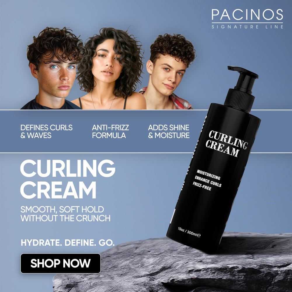 Pacinos Curling Cream jar closeup highlights moisturizing base for curls