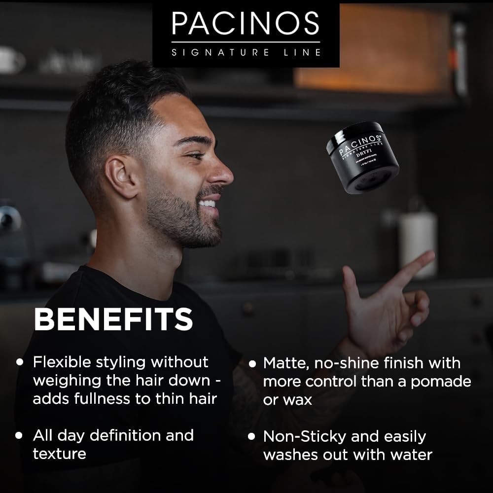 Pacinos DRYFI matte paste hair-definition highlights subtle texture and definition