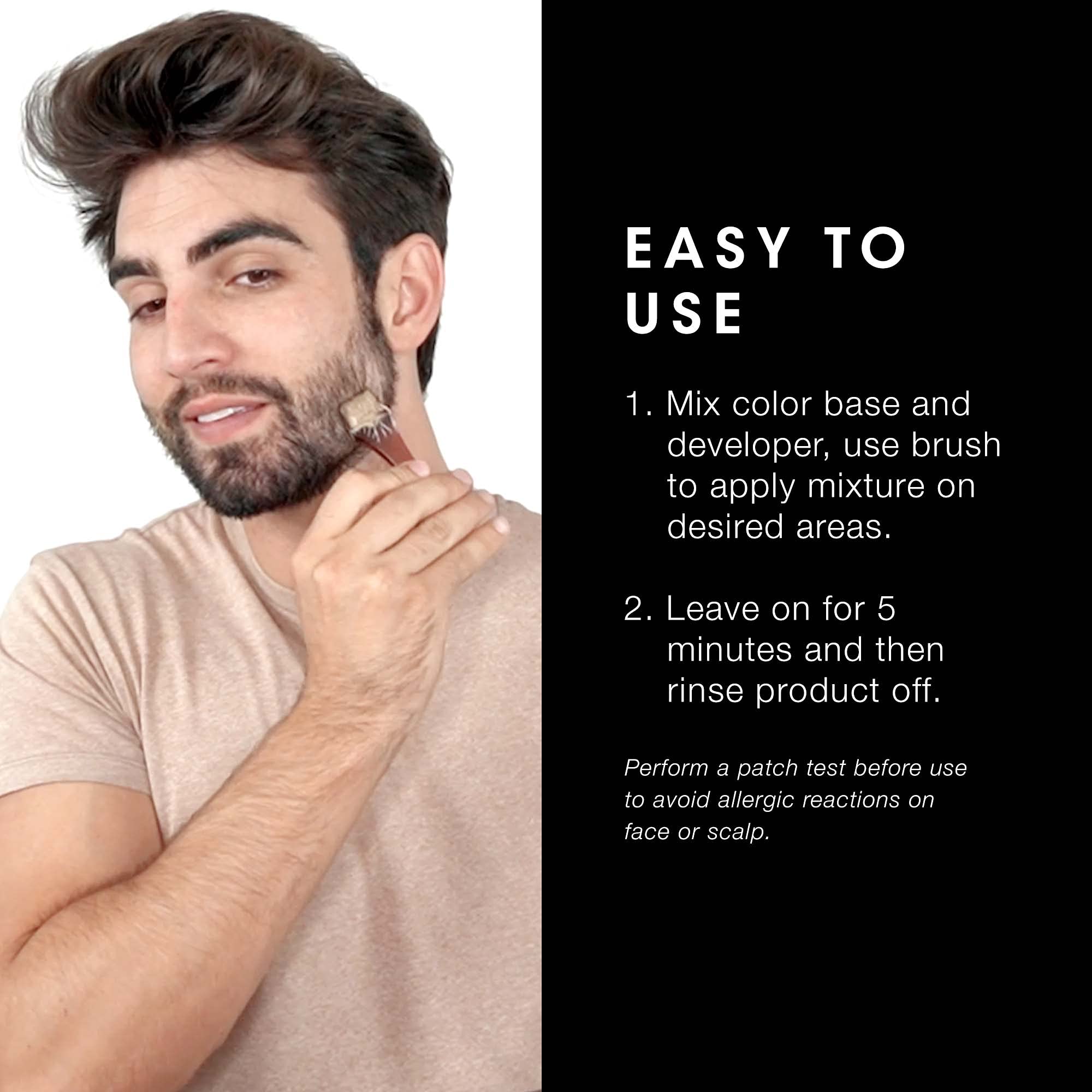 Pacinos hair application brush delivers even color on sideburns and beard lines