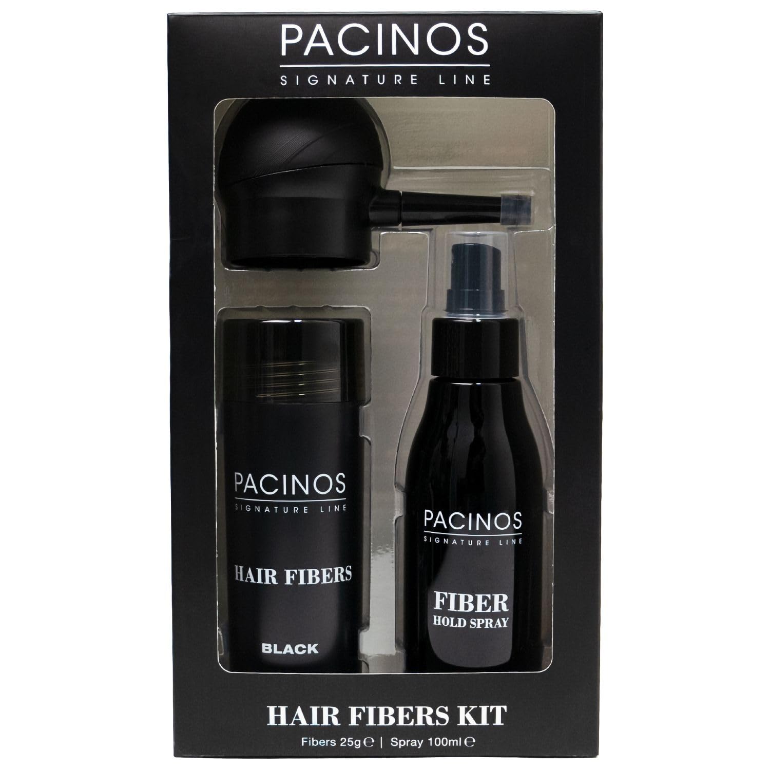 Pacinos Hair Fiber Kit step-by-step application demonstrates quick use
