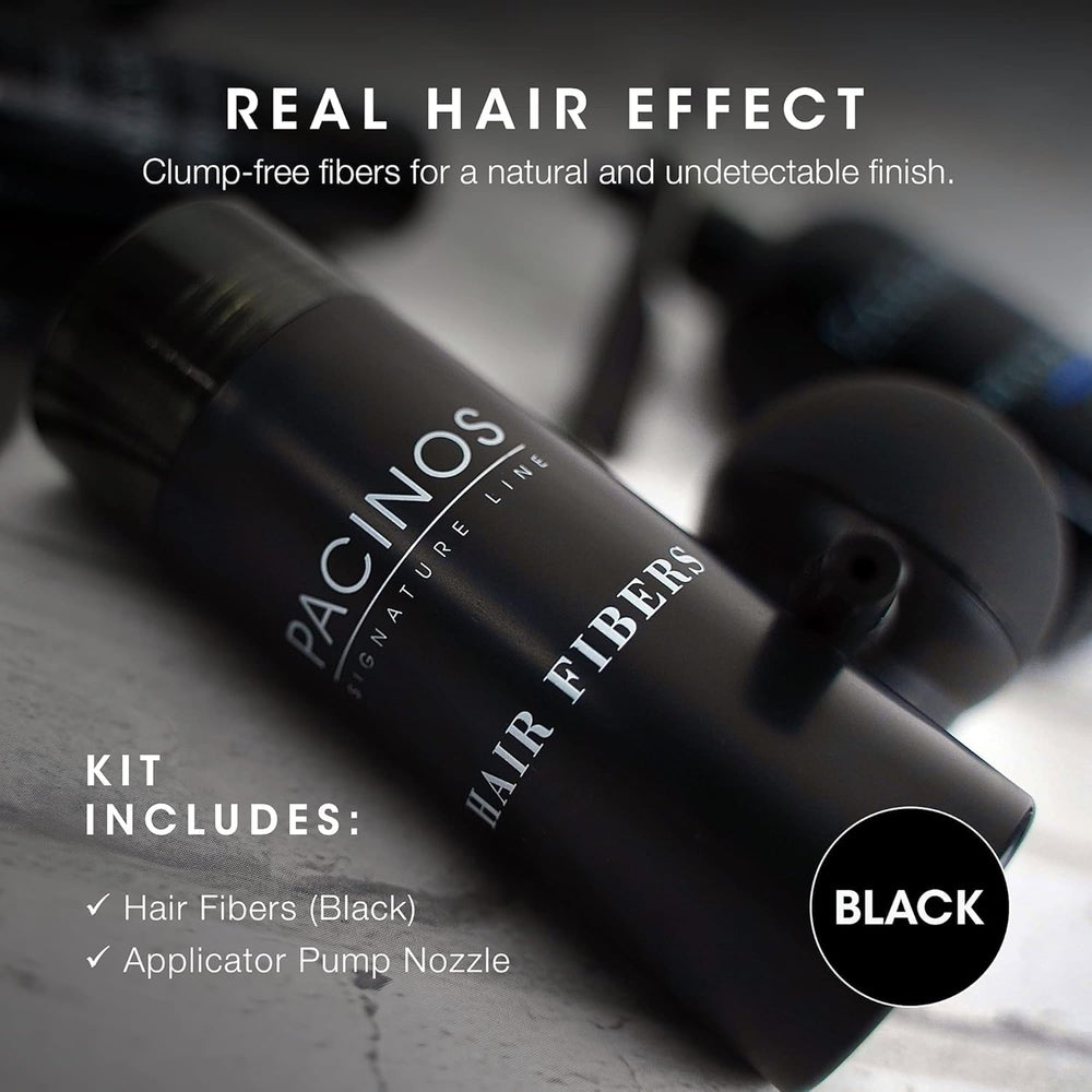 Pacinos Hair Fiber Kit provides long-lasting hold on thinning areas