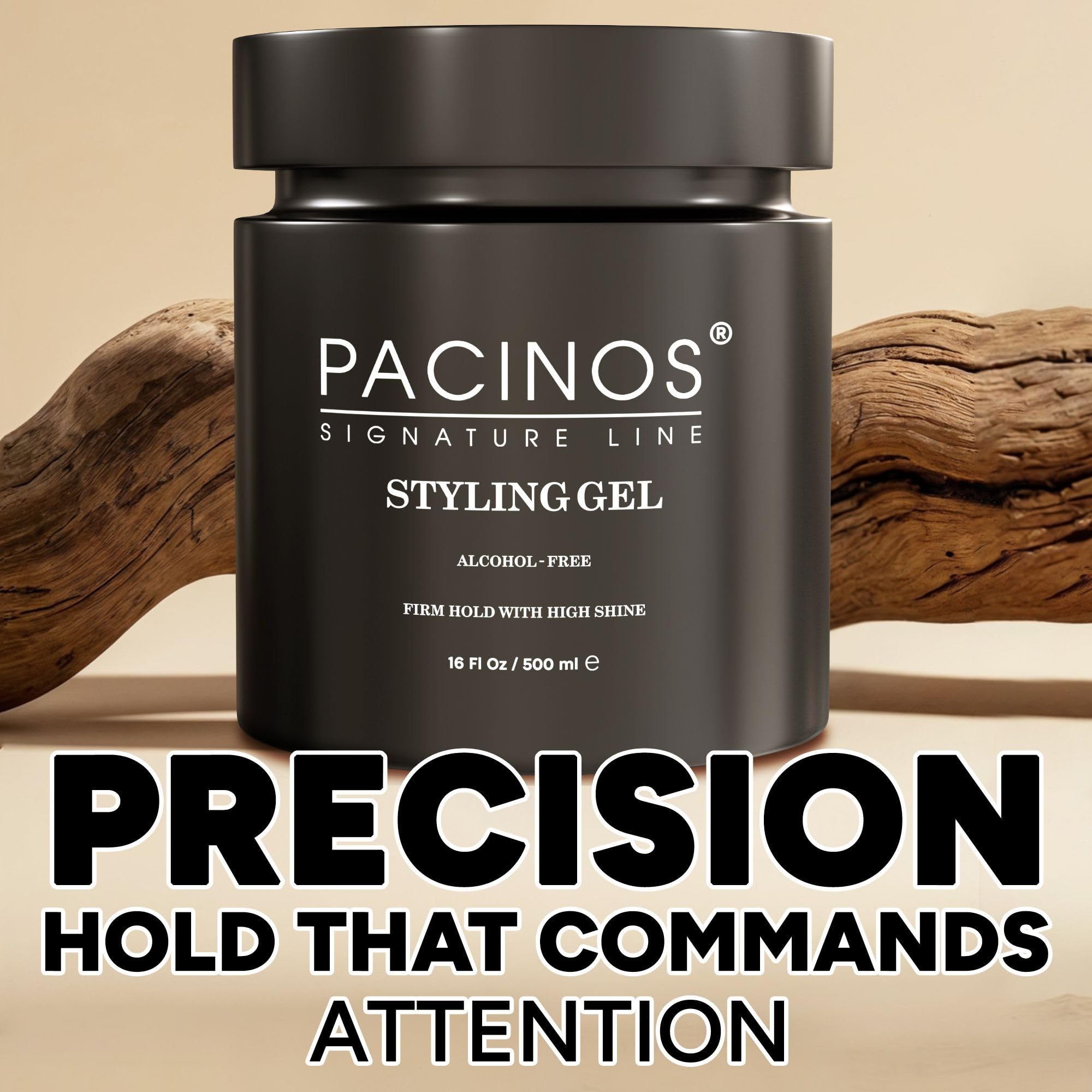 Pacinos Hair Gel all hair types illustration showcases versatile use.